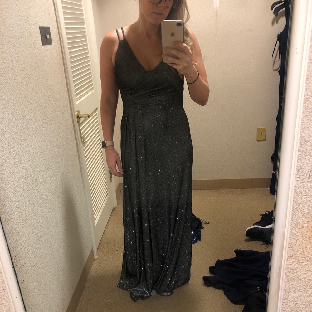 Dark Grey Sparkle Prom Dress